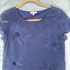 Crown & Ivy Navy Blue Textured Floral Dress